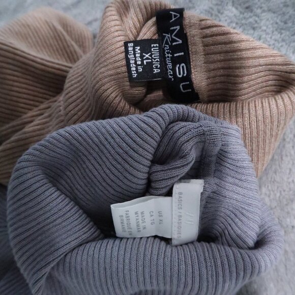 H&M Sweater Women XL Gray Knit Turtleneck Pullover Stretch Minimalist Classy Lot - Picture 10 of 15